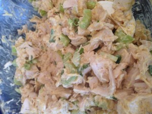 Awesome Curried Chicken Salad. The picture doesn't show the yellow curry, but it's in there and it is tasty. 